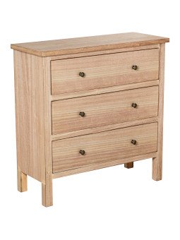 Cómoda Madera Natural C/3 Cajones Dm+paulownia