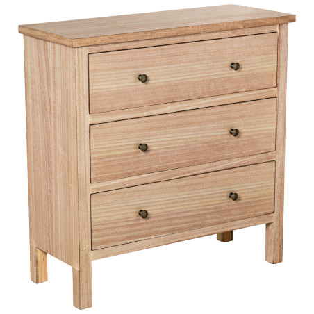 Cómoda Madera Natural C/3 Cajones Dm+paulownia