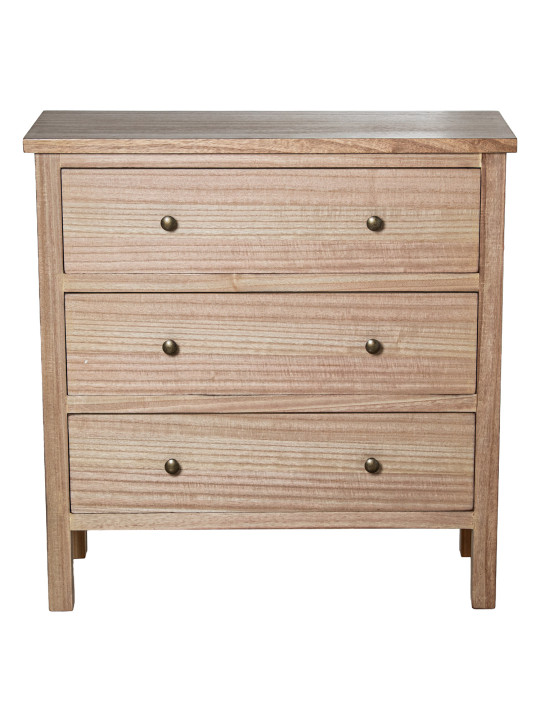 Cómoda Madera Natural C/3 Cajones Dm+paulownia
