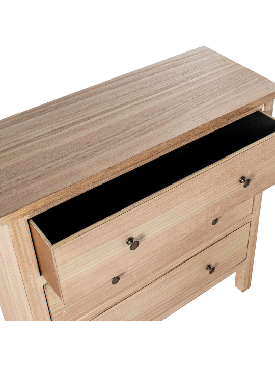 Cómoda Madera Natural C/3 Cajones Dm+paulownia