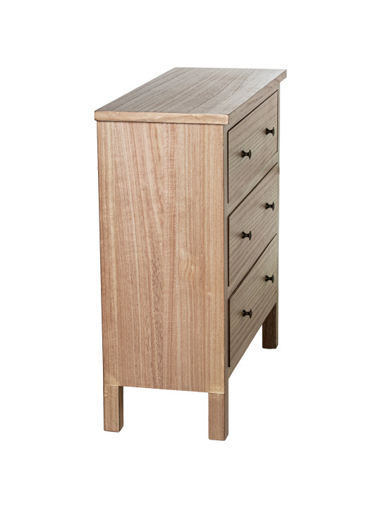 Cómoda Madera Natural C/3 Cajones Dm+paulownia