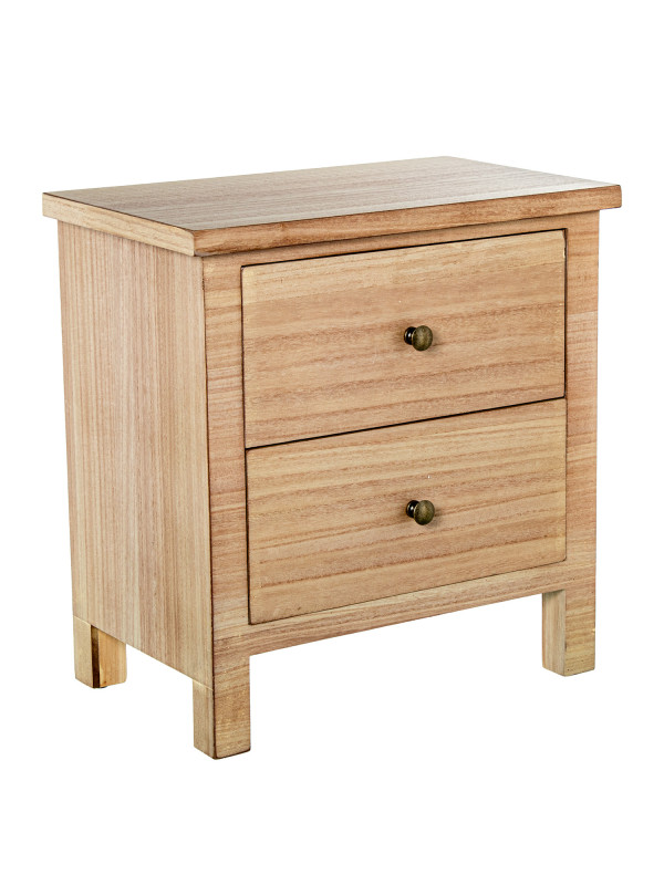 Mesa de Noche Madera Natural Dm+paulownia