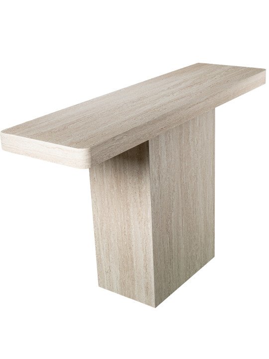 Mesa Entrada Madera Dm+papel Travertino Color Natural