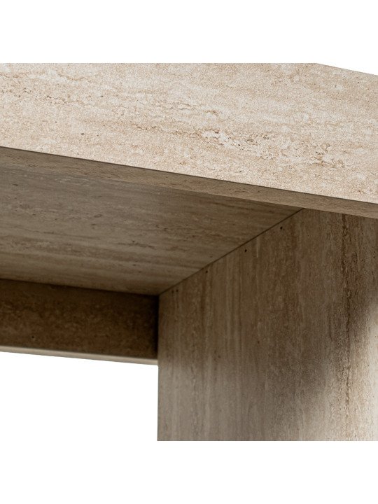 Mesa Entrada Madera Dm+papel Travertino Color Natural