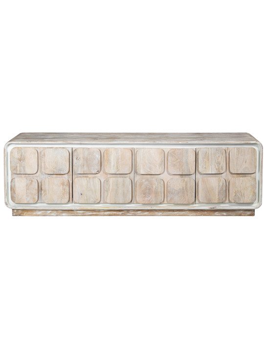 Mueble Tv Madera Mango Blancolavado C/4 Puertas