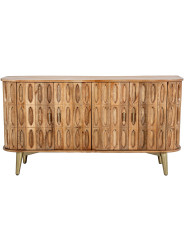 Aparador Madera Mango 4 Puertas Patas Metal Dorado