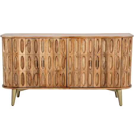 Aparador Madera Mango 4 Puertas Patas Metal Dorado