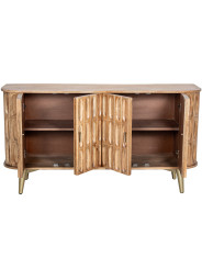 Aparador Madera Mango 4 Puertas Patas Metal Dorado