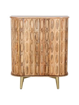 Mueble Entrada Madera Mango 2puertas Patas Metal Dorado