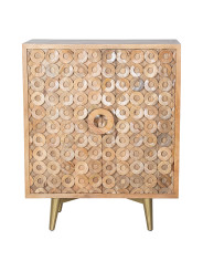 Mueble Entrada Madera Mango 2puertas Patas Metal Dorado