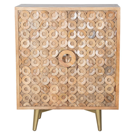 Mueble Entrada Madera Mango 2puertas Patas Metal Dorado