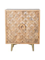 Mueble Entrada Madera Mango 2puertas Patas Metal Dorado