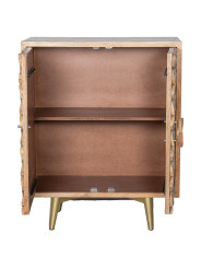 Mueble Entrada Madera Mango 2puertas Patas Metal Dorado