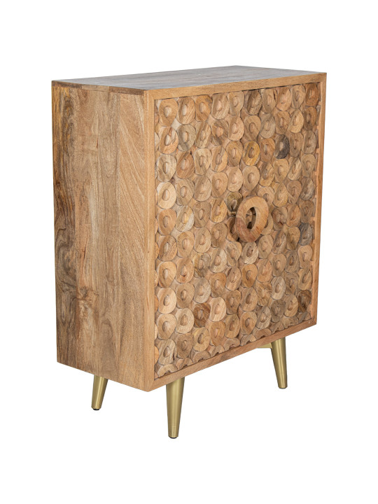 Mueble Entrada Madera Mango 2puertas Patas Metal Dorado