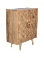 Mueble Entrada Madera Mango 2puertas Patas Metal Dorado