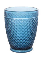 Vaso Bajo Cristal Azul 300mldeco. Diamante