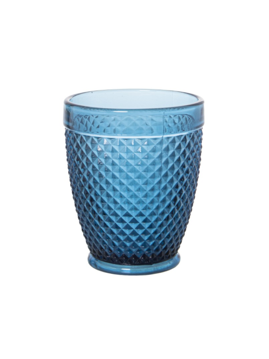 Vaso Bajo Cristal Azul 300mldeco. Diamante