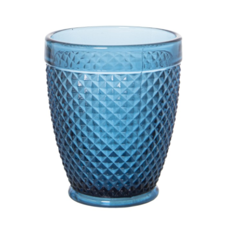 Vaso Bajo Cristal Azul 300mldeco. Diamante