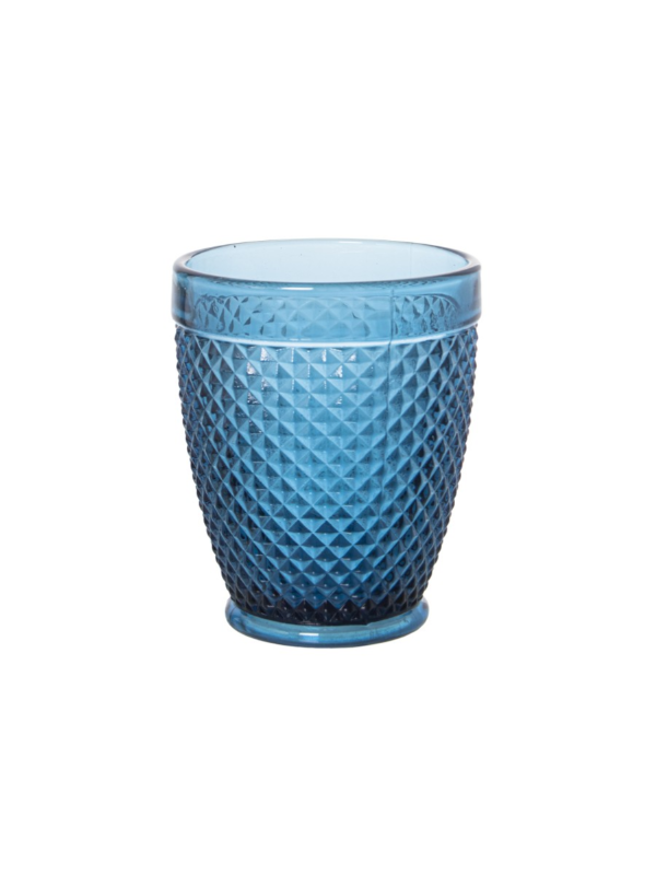 Vaso Bajo Cristal Azul 300mldeco. Diamante