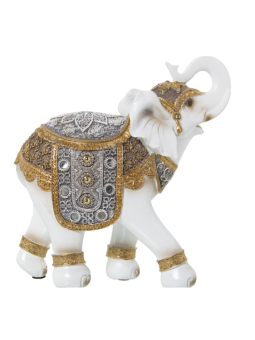 Figura Resina Elefante Blanco/dorado