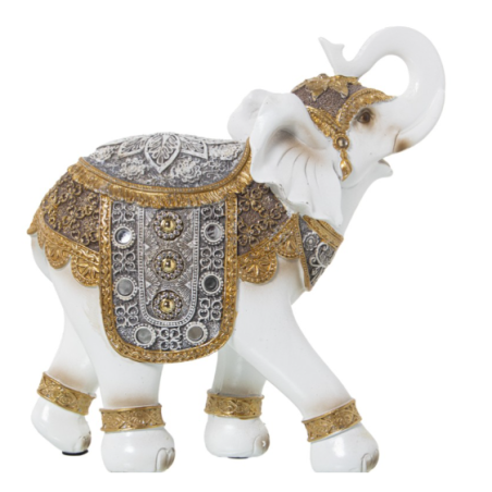 Figura Resina Elefante Blanco/dorado
