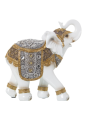 Figura Resina Elefante Blanco/dorado