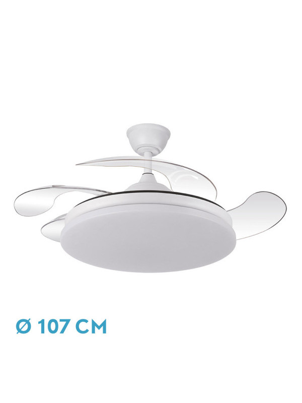 Ventilador Dc Tridente 59w 4aspas Desp.107d 6980lm Reg.intensidad Remoto+temporizador+memoria 3000-4000-6000k