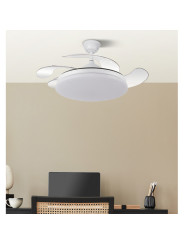 Ventilador Dc Tridente 59w 4aspas Desp.107d 6980lm Reg.intensidad Remoto+temporizador+memoria 3000-4000-6000k