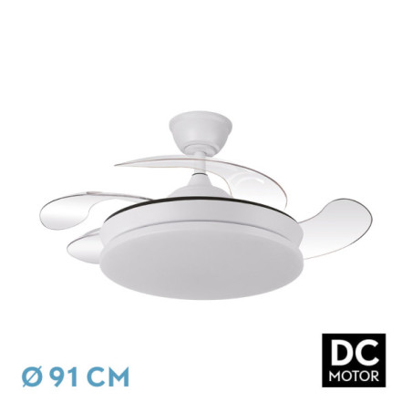 Ventilador Dc Tridente Mini 59w 4aspas Desp. 91d 6980lm Reg.intensidad Remoto+temporizador+memoria 3000-4000-6000k