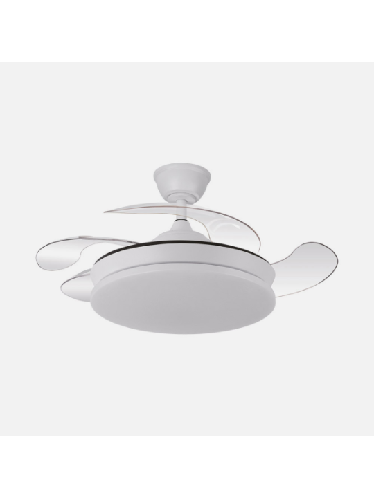 Ventilador Dc Tridente Mini 59w 4aspas Desp. 91d 6980lm Reg.intensidad Remoto+temporizador+memoria 3000-4000-6000k