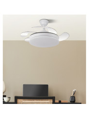 Ventilador Dc Tridente Mini 59w 4aspas Desp. 91d 6980lm Reg.intensidad Remoto+temporizador+memoria 3000-4000-6000k