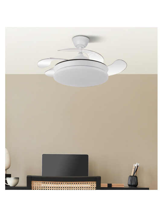 Ventilador Dc Tridente Mini 59w 4aspas Desp. 91d 6980lm Reg.intensidad Remoto+temporizador+memoria 3000-4000-6000k