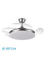 Ventilador Dc Tridente 59w Niquel 4aspas Desp.107d 6980lm Reg.intensidad Remoto+temporizador+memoria 3000-4000-6000k