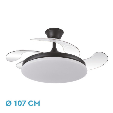 Ventilador Dc Tridente 59w 4aspas Desp. 107d 6980lm Reg.intensidad Remoto+temporizador+memoria 3000-4000-6000k