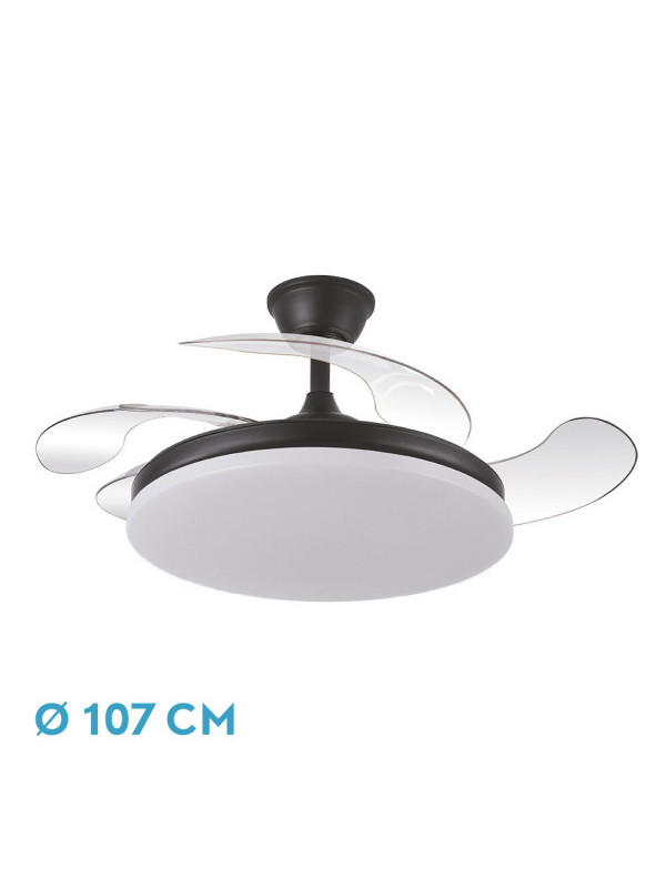 Ventilador Dc Tridente 59w 4aspas Desp. 107d 6980lm Reg.intensidad Remoto+temporizador+memoria 3000-4000-6000k