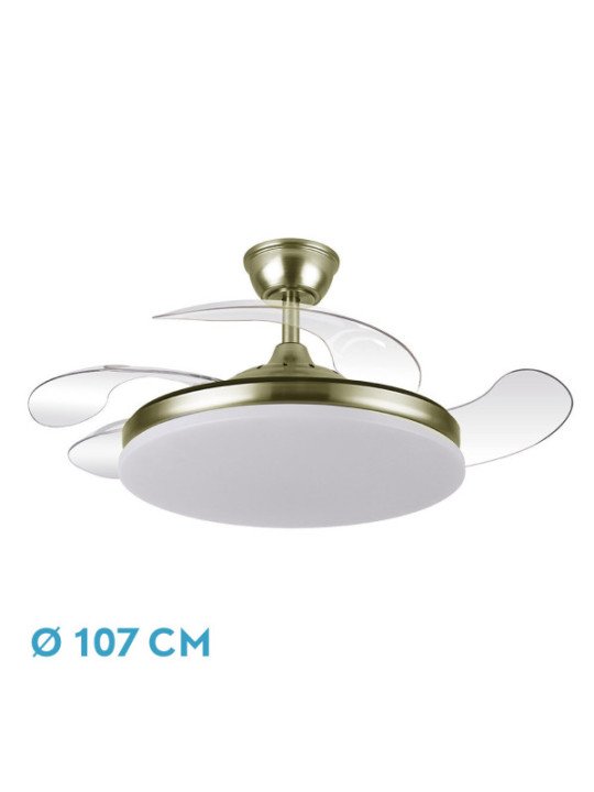 Ventilador Dc Tridente 59w 4aspas Desp 107d 6980lm Reg.intensidad Remoto+temporizador+memoria 3000-4000-6000k