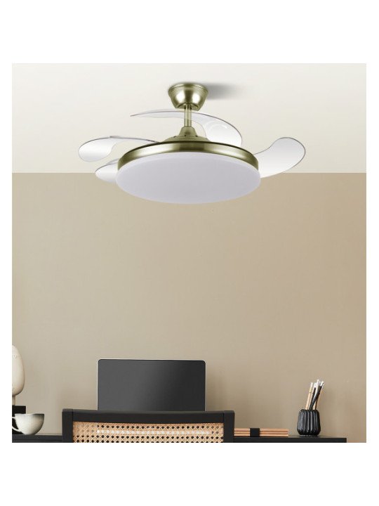 Ventilador Dc Tridente 59w 4aspas Desp 107d 6980lm Reg.intensidad Remoto+temporizador+memoria 3000-4000-6000k