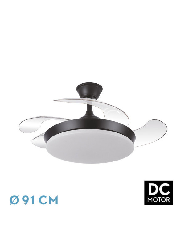 Ventilador Dc Tridente Mini 59w 4aspas Desp.91d 6980lm Reg.intensidad Remoto+temporizador+memoria 3000-4000-6000k