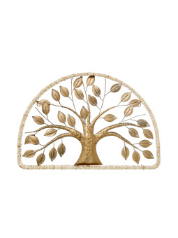 Adorno Pared Metal 61x41cm Árbol Dorado
