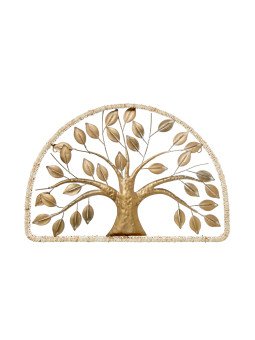 Adorno Pared Metal 61x41cm Árbol Dorado
