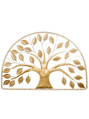 Adorno Pared Metal 120x80cm Árbol Dorado