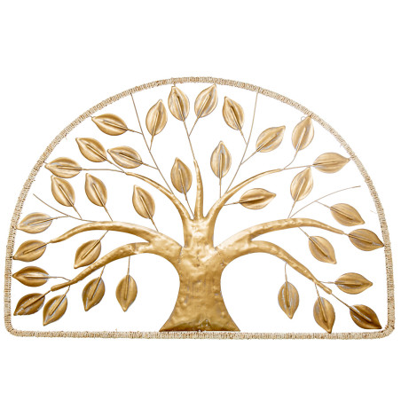 Adorno Pared Metal 120x80cm Árbol Dorado