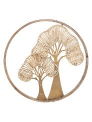 Adorno Pared Madera/metal 61cm Árboles Dorados