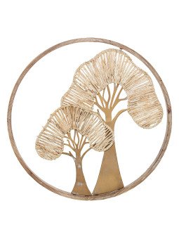 Adorno Pared Madera/metal 61cm Árboles Dorados