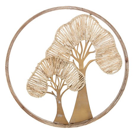 Adorno Pared Madera/metal 61cm Árboles Dorados