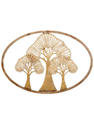 Adorno Pared Madera/metal 65x46cm Árboles Dorados