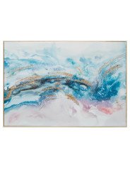 Cuadro Lienzo Acrilico Abstracto Marco Madera Natural