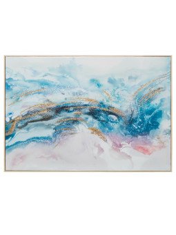 Cuadro Lienzo Acrilico Abstracto Marco Madera Natural