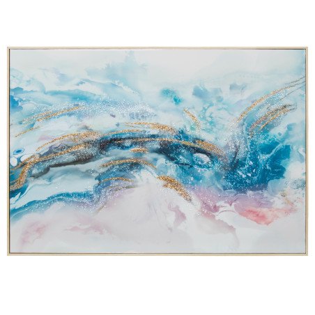 Cuadro Lienzo Acrilico Abstracto Marco Madera Natural