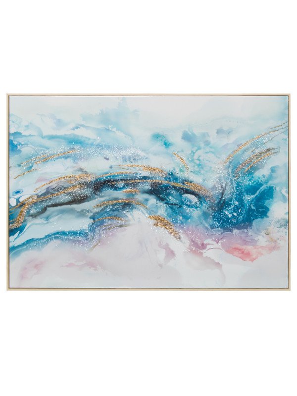 Cuadro Lienzo Acrilico Abstracto Marco Madera Natural